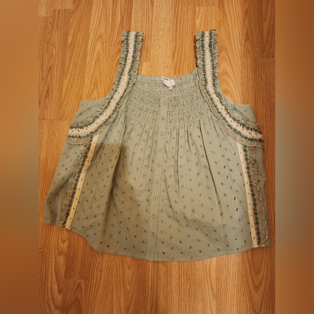 House of Harlowe 1960 large green sleeveless blouse
